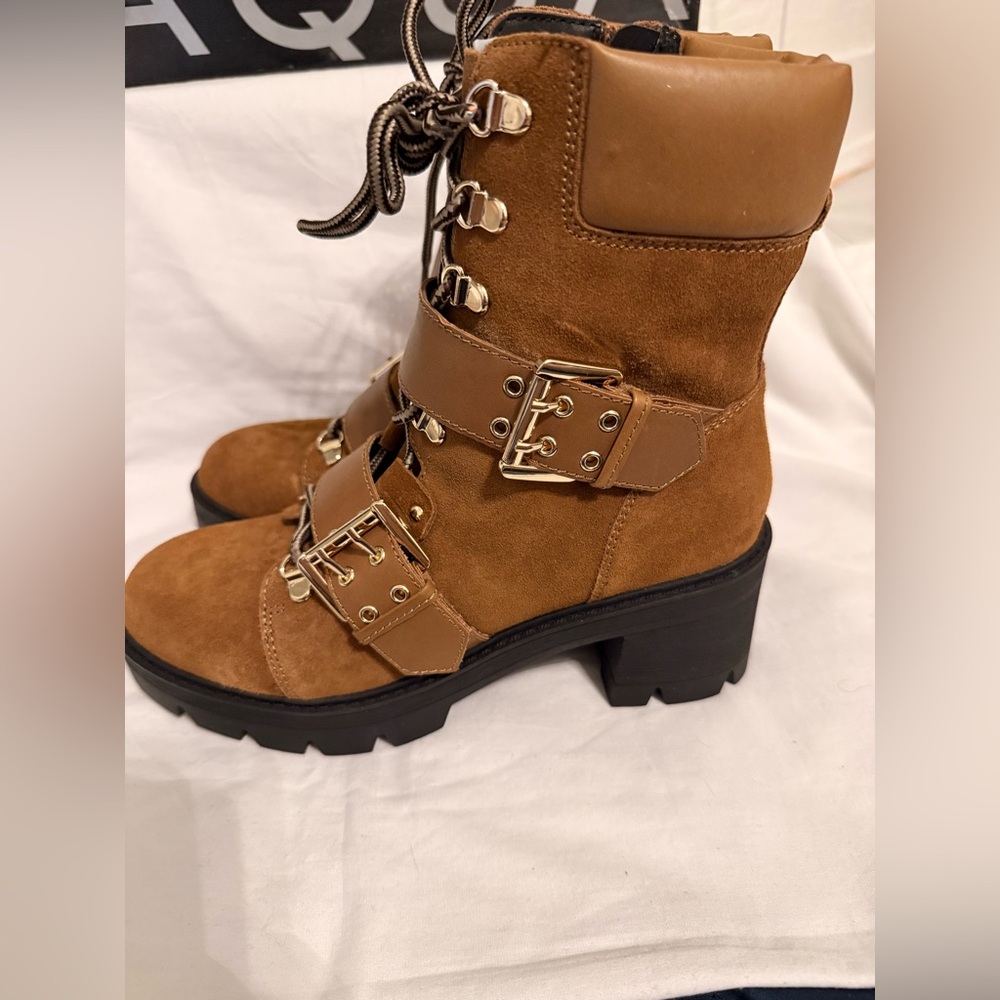 Aqua Women's Genie Buckle Hiker Boots Cognac size 8 - Picture 6 of 14